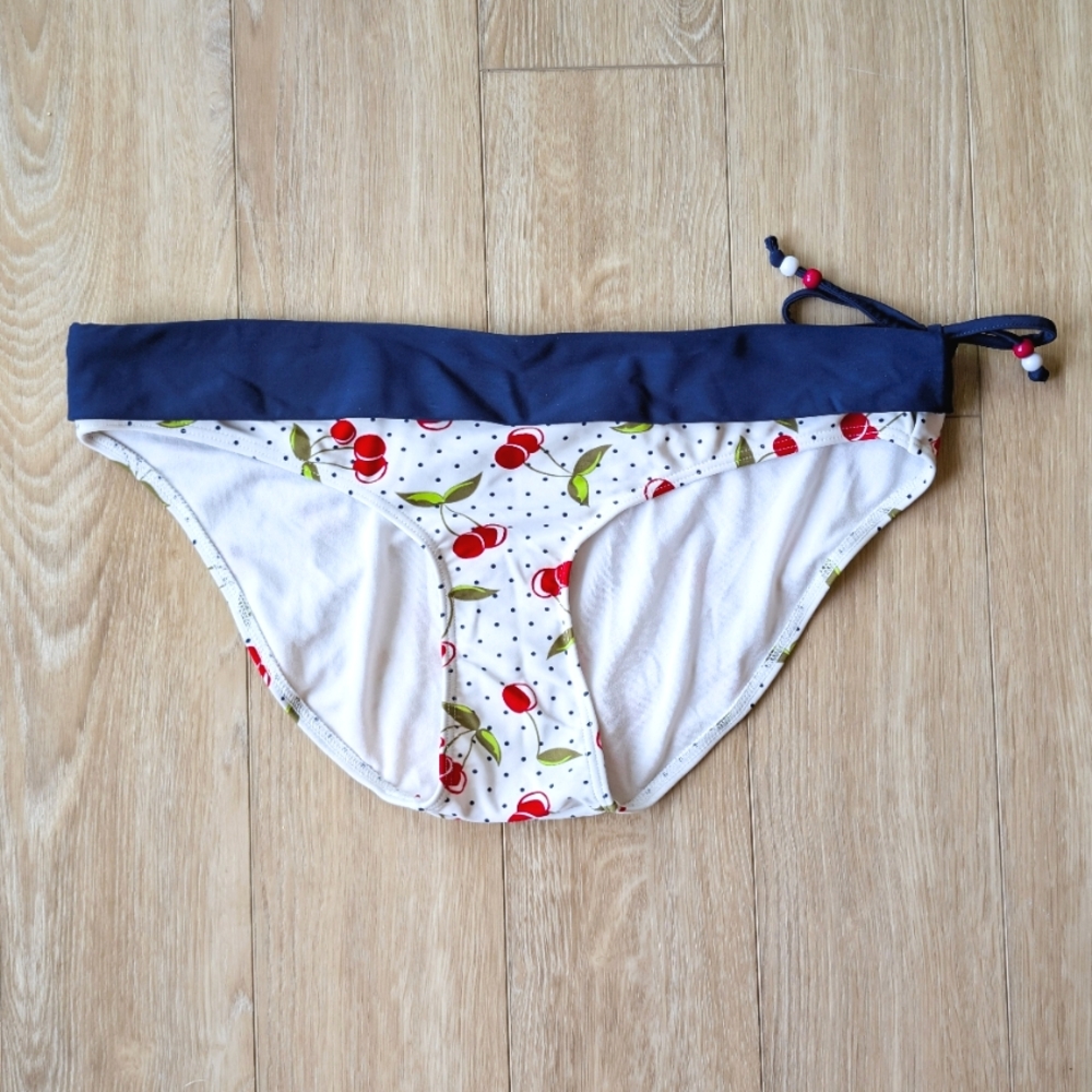 La Vie En Rose Aqua Bikini low rise bottom LARGE Cherry and Polka Dot